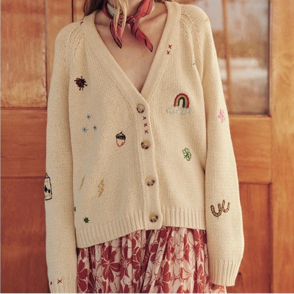 The Great. The Charm Cardigan in Cream. Size 0. - Picture 1 of 7